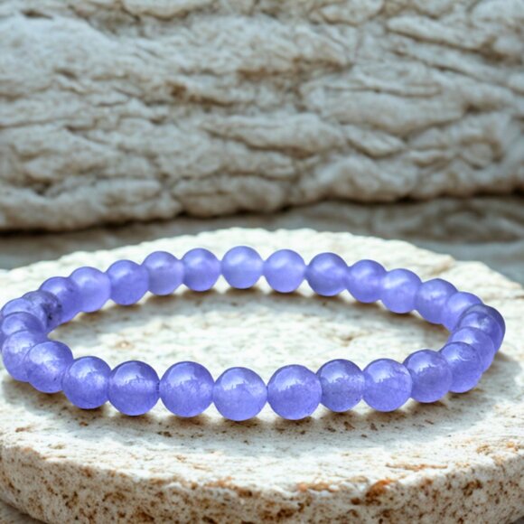 Purple Gemstone Bracelet Set (3) – 6MM Rose Quartz, Lepidolite, Purple Jade - Picture 5 of 10